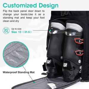 Échantillon gratuit : Sac de ski personnalisé pour homme, sac à dos imperméable pour bottes de snowboard et de ski, sac de patinage à roulettes avec double compartiment pour skis - Product Image 4