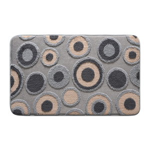 Alfombra de baño geométrica D6H, rectangular, gris, de poliéster, absorbente, antideslizante, diseño minimalista para entrada de baño - Product Image 5