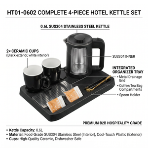 Hotel guest room fashion 600ml bollitore elettrico Set di vassoi di benvenuto forniture per elettrodomestici dell'hotel - Product Image 4