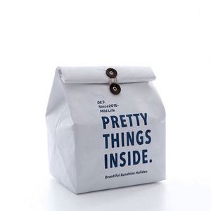 Custom Printed Logo Waterproof <b>Tyvek</b> DuPont <b>Paper</b> Bag Retro Recycled Insulated Lunch Bag Travel Picnic Kraft Cooler Bag - Product Image 5