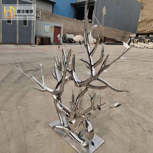 Jiahua Stainless Steel Mirror <b>Tree</b> Branch <b>Outdoor</b> Abstract Sculpture Floor Mount Garden Decoration - Product Image 2