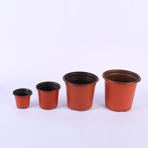 Pot de fleurs en plastique bicolore, petit modèle, rouge et noir, avec trous de drainage pour la plantation en jardin - Product Image 2