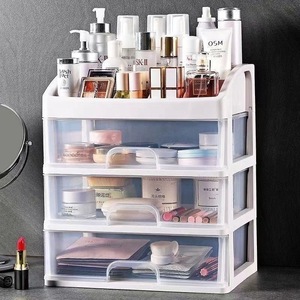 Desktop Storage <b>Drawers</b> Four Layers Stackable Plastic Organizer For Desk Cosmetic Makeup Storage Transparent <b>Drawer</b> <b>Unit</b> - Product Image 3