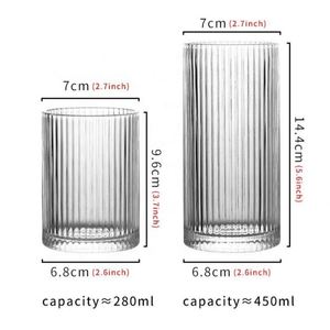 Tasse à thé écologique réutilisable, moderne et simple, tasse à smoothie pour la maison, verre à boire à rayures verticales, tasse à café 250ml/360ml - Product Image 1