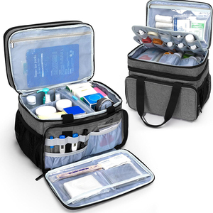 Sac médical avec séparateur amovible, organiseur de pilules, trousse de premiers secours, sac à médicaments à 2 couches, adapté à une utilisation à la maison ou en voyage - Product Image 1