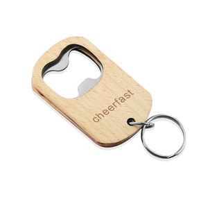 Ouvre-bouteille en hêtre Support de commande d'échantillon Logo personnalisé Ouvre-bouchon de bière en bois de poche avec <span class=keywords><strong>porte</strong></span>-clés - Product Image 2