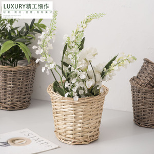 Handmade Willow Woven Flower <b>Basket</b> Round Shape <b>For</b> Indoor Outdoor Decorative <b>Plant</b> Pot - Product Image 1