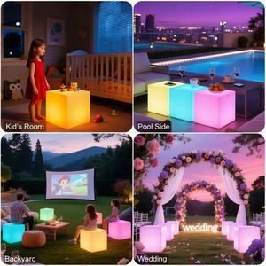 Moderna Lampada Cubo LED in Plastica con 16 Colori Cangianti, Resistente all'Acqua, Durevole, Sedia da <span class=keywords><strong>Bar</strong></span> per Uso Esterno e Domestico - Product Image 5