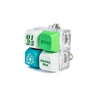 Clear Plastic Keycap Clicker Keychain With Blue Buttons For Universal Mechanical Keyboard Fidget Toy - Product Image 3