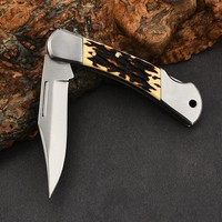 Navaja de Bolsillo Delgada de Acero Inoxidable EDC con Mango de Resina en Forma de Cuerno de Ciervo para Bricolaje, Campismo al Aire Libre, Plegable, Herramienta OEM Confiable