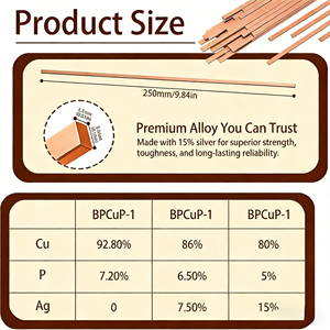 ลวดเชื่อมเงินแบบแบน ขนาด 1.3*3.2*250 มม. ความเงิน 2%/5%/15% ลวดเชื่อมฟอสฟอรัสคอปเปอร์ สำหรับงานส่งออก - Product Image 4