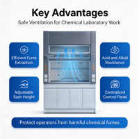 Hotte à fumées de laboratoire autoportante en acier, avec porte pliante, taille personnalisable, pour produits chimiques
