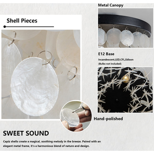 Modern Luxury Square Long Dining Room Chandelier White <b>Shell</b> Pendant <b>Light</b> Hanging Ceiling Lighting Fixture - Product Image 3