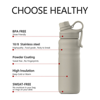 Bouteille d'eau hydrogénée isolée sous vide à large ouverture avec couvercle, plusieurs tailles disponibles : 24oz, 18oz, 12oz, pour l'extérieur