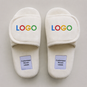 <span class=keywords><strong>Pantofole</strong></span> da Interno Unisex <span class=keywords><strong>con</strong></span> Punta Aperta, Logo Ricamato Personalizzato, Suola Silenziosa, in Spugna <span class=keywords><strong>con</strong></span> Chiusura a <span class=keywords><strong>Velcro</strong></span> e Memory Foam - Product Image 3