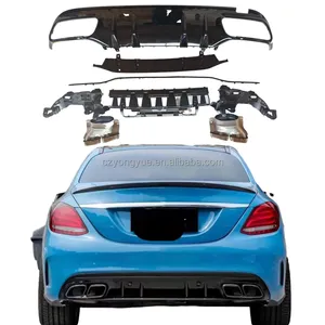 W205 Sợi Carbon Phía Sau Bumper Khuếch Tán Nâng Cấp AMG Phía Sau Khuếch Tán Cho Mercedes Benz C Class W205 C63 C63s Sedan 4D 2015-2023