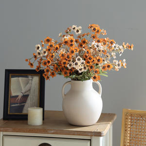 Flores Artificiales de Cera Naranja Otoñal, Ramas de Crisantemo de Seda para Decoración del Hogar y Bodas, <span class=keywords><strong>Arreglos</strong></span> Florales con Aspecto Seco Retro - Product Image 3