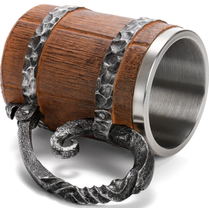 Tasse médiévale en bois WJA27 Jarra Cervecera Retro <span class=keywords><strong>Viking</strong></span> Tasse antique à boire Tasse en résine d'acier inoxydable personnalisable - Product Image 5