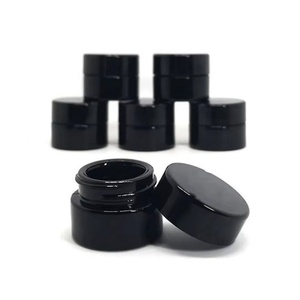 In Stock 5ml Black UV Concentrate <b>Small</b> Jar Cosmetic Skin Care Eye Cream Violet Glass <b>Container</b> with Black Plastic Lid - Product Image 1