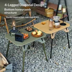 Outdoor Camping Folding Plastic Portable BBQ Picnic Height-Adjustable Lightweight Small <b>Table</b> for Road Trips - Product Image 3
