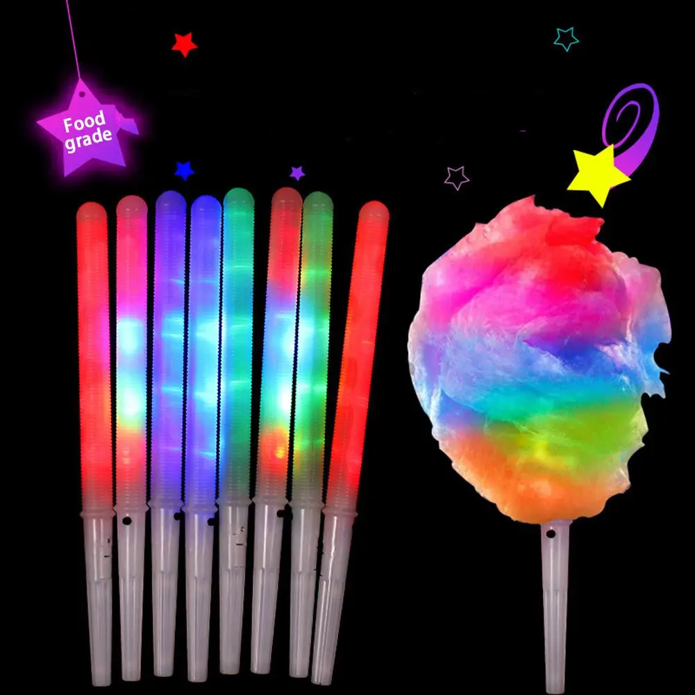 LED Cotton Candy Cones Colorful Glowing Marshmallow Sticks Glowing Luminous Marshmallow Cone Stick Party Favors Christmas Supply