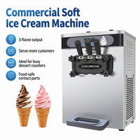 Mesin Es Krim Soft Serve Profesional 2000W 3 Rasa Komersial 28L/Jam Mesin Pembuat Es Krim Soft Otomatis Harga