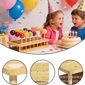 Expositor de madera porosa para piruletas, expositor de mostrador para tiendas departamentales para pequeños brochetas de espino glaseado, cumpleaños - Product Image 3