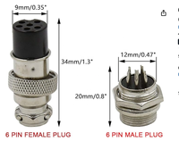 Connecteur d'Aviation Métallique GX12 6P Femelle Mâle Prise Socket M12 6 Broches Connecteur de Panneau Métallique Mâle Femelle