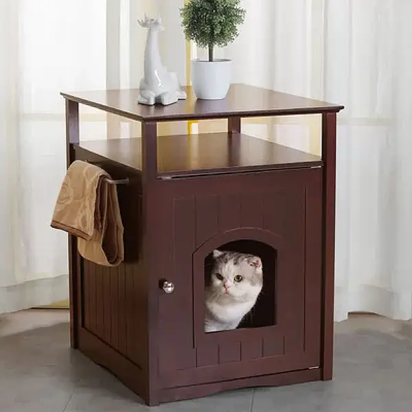 Дерево кошачий помет коробка мебель скрытая туалета крышка спальни боковой стол бен крышка