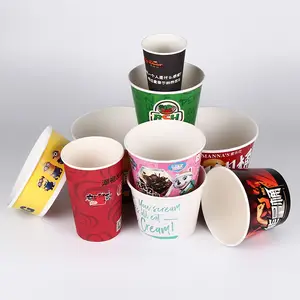 Kualitas tinggi kertas kraft cangkir sup kotak mangkuk kertas baki tahan panas tahan air kustom produsen penjualan langsung