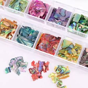 12 grilles de paillettes pour nail art, effet coquille <span class=keywords><strong>d</strong></span>'ormeau Aurora, tranches de coquillages marins irrégulières 3D, breloques pour ongles, 1 pièce, paillettes holographiques, accessoires pour ongles - Product Image 5