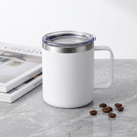 HIGHWIN Tasse à café isotherme en acier inoxydable de 16 oz, à double paroi, avec poignée ergonomique