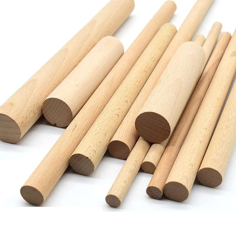 Glatte billige Holz Buche Stick für Holzhandwerk Massivholz DIY Runde Aufkleber Größe kann angepasst werden