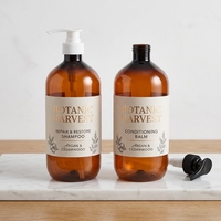 Bouteilles de shampoing et d'après-shampoing en PET ambré, grande taille, avec pompe à lotion, impression d'étiquettes personnalisées, emballage pour soins capillaires, vente en gros OEM