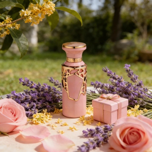 น้ำหอมผู้หญิงคุณภาพสูง EDP 100 มล. ขวดตกแต่งสีชมพูและสีทองสุดหรู กลิ่นหอมแบบอาหรับตะวันออก พร้อมบรรจุภัณฑ์ลายดอกไม้แบบสีน้ำ - Product Image 5