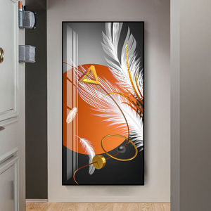 Salon chevet décoration plume version horizontale plume mur art décor peinture pour morden décorations pour la maison intems - Product Image 5