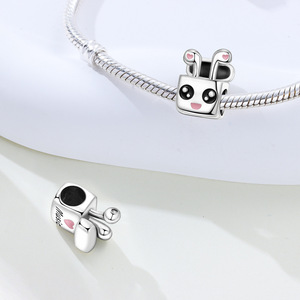 Hot-selling white <b>copper</b> cute earphone beads, original fashion versatile DIY <b>bracelets</b>, accessories, pendants wholesale - Product Image 5