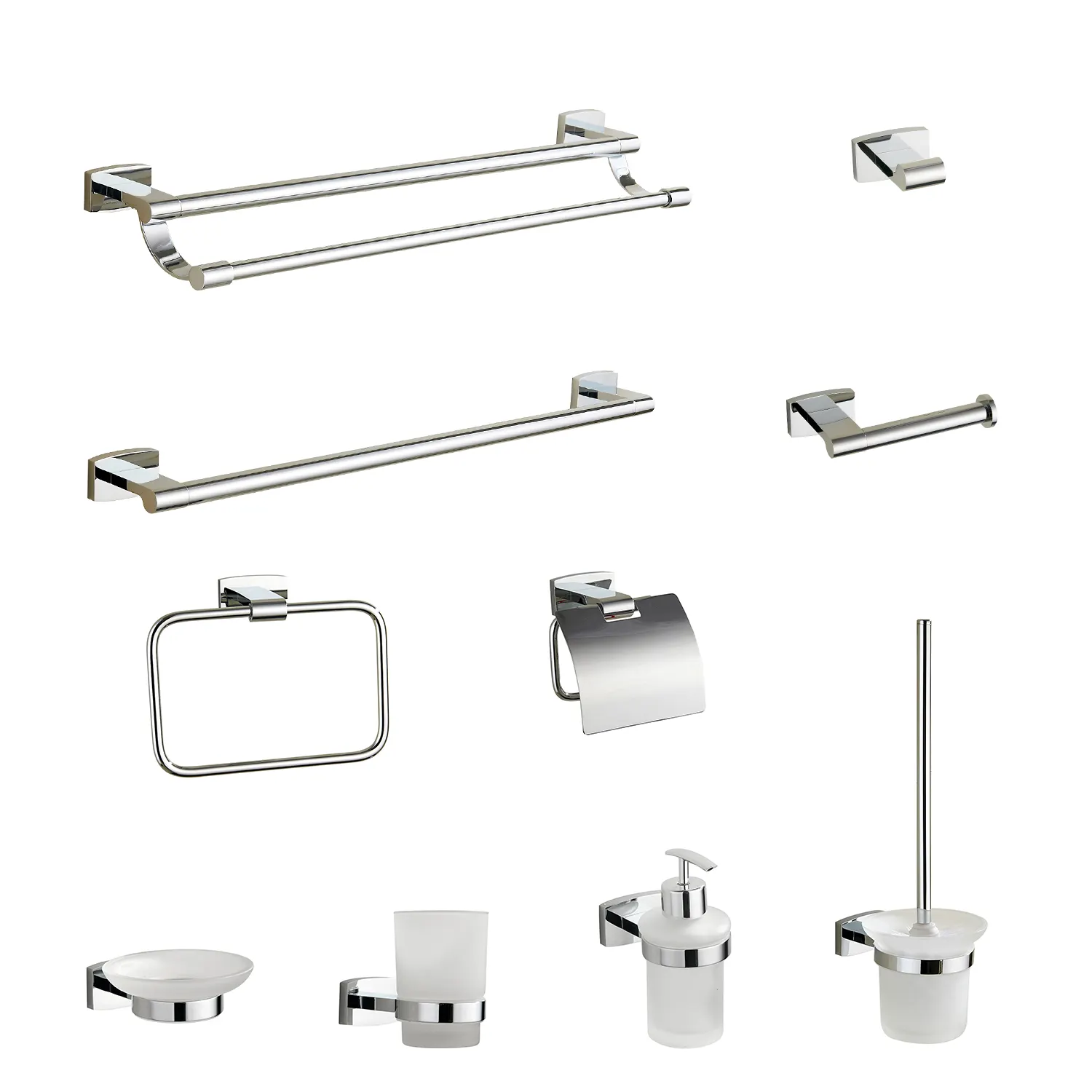 Wall mounted brass chrome plated bathroom accessories set 18 / 24 inch towel bar hardware soap holder