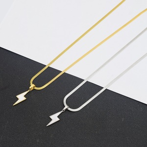 2026 Hot Selling Simple Light Luxury Lightning Pendant Necklace <b>Titanium</b> Steel Unisex's Necklaces Fashion Jewelry Wholesale - Product Image 3