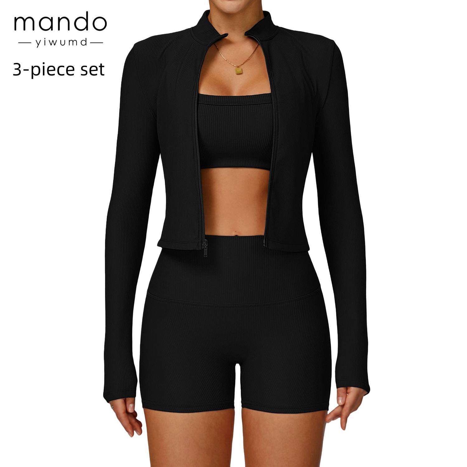 Reggiseno + pantaloncini + giacca premium nera