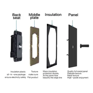 Saklar lampu dinding hitam logam klasik, untuk rumah hotel soket standar UK 220V 1/2/3/4 Gang 2 arah