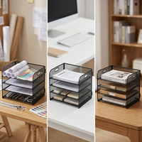 Bandeja de Documentos Metálica Desmontable y Personalizable de 4 Niveles, Organizador de Escritorio para Clasificar Papel y Cartas A4