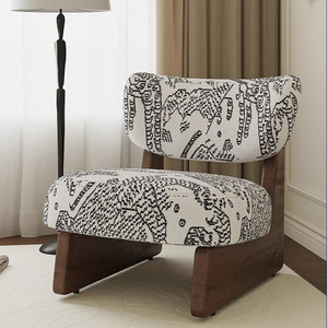 Sofá de una sola tela de estilo Wabi-Sabi moderno, silla de madera maciza, Normcore escandinavo para balcón, recepción de ocio, sala de estar - Product Image 6