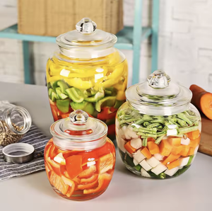 Bocal <span class=keywords><strong>en</strong></span> verre gaufré à rayures de 2000ml/650ml avec couvercle pour le stockage des <span class=keywords><strong>cornichons</strong></span> et des fruits secs, idéal pour les cadeaux, vente <span class=keywords><strong>en</strong></span> gros - Product Image 5