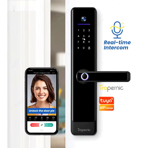 Serrure <span class=keywords><strong>de</strong></span> porte intelligente Tropernic avec empreinte digitale, application Tuya, biométrique, reconnaissance d'empreintes digitales, œil <span class=keywords><strong>de</strong></span> porte intelligent - Product Image 1