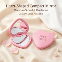 Miroir pliable compact portable à double usage pour étudiants, cadeau publicitaire créatif, avec couvercle rabattable en forme de cœur
