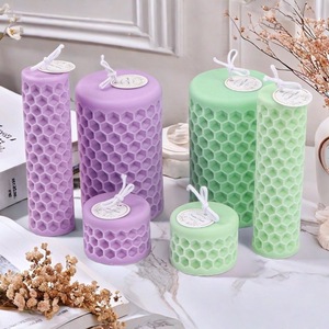 Honeycomb Cylindrical Silicone Mold For Candle Making DIY Plaster Mold Pillar Shape Transparent White - Product Image 1
