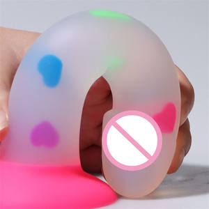 Silicone Jelly Realistic Glow in the Dark Colorful Pink Heart <b>Dildo</b> With Suction Cup - Product Image 2