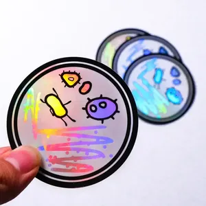 Logotipo personalizado Impresión personalizada Impermeable Láser Brillante Metálico Holograma Pegatina holográfica Troquelado Pvc Pegatina - Product Image 2