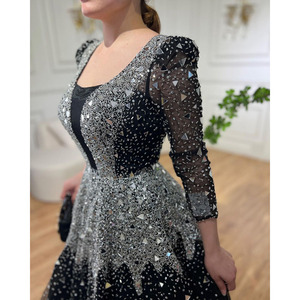 Serene Hill LA71214 Abito da Sera Nero con Maniche a <span class=keywords><strong>Tre</strong></span> Quarti, Linea ad A, Lussuoso con Perline, Vestito Formale da Cerimonia per Donne - Product Image 3